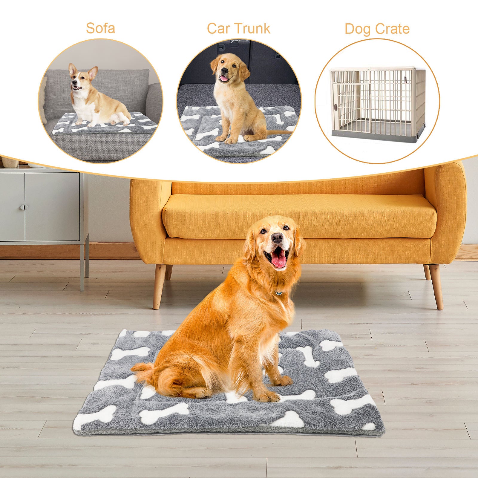 Self-Warming Pet Bed Mat – Washable Reversible Crate Pad for Cats & Dogs