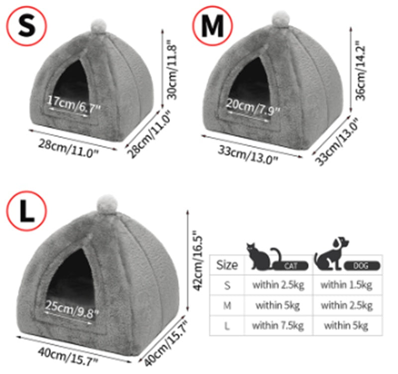 Closed Folding Pet House – Cozy Winter Nest for Cats & Small Dogs