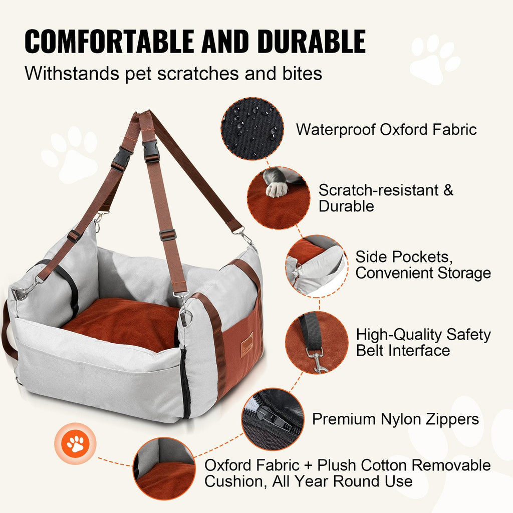 Dog Booster Car Seat Pet Car Seat For Small Dog Up To 25lbs Gray