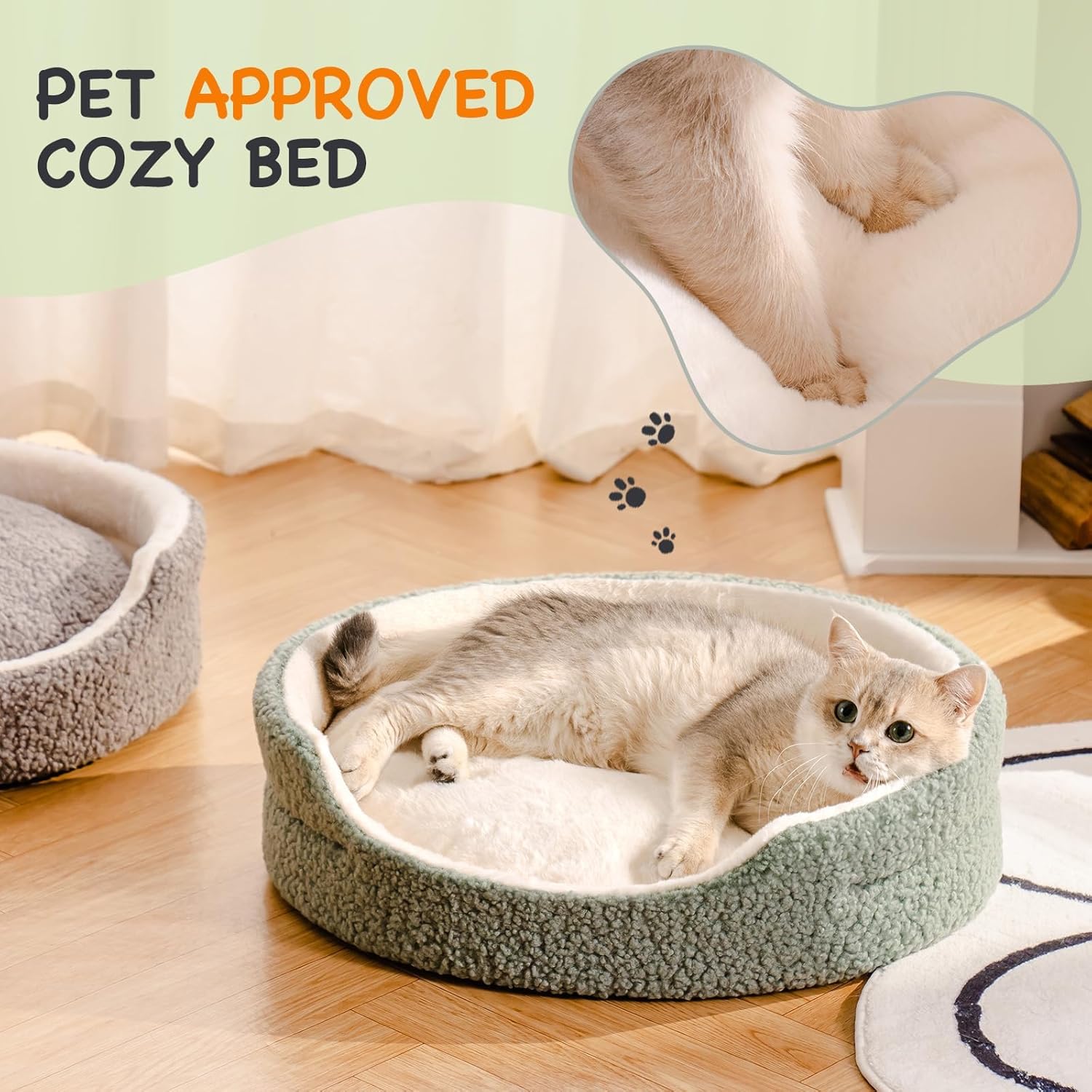 Washable Orthopedic Pet Bed with Non-Slip Base (Cats & Small Dogs)