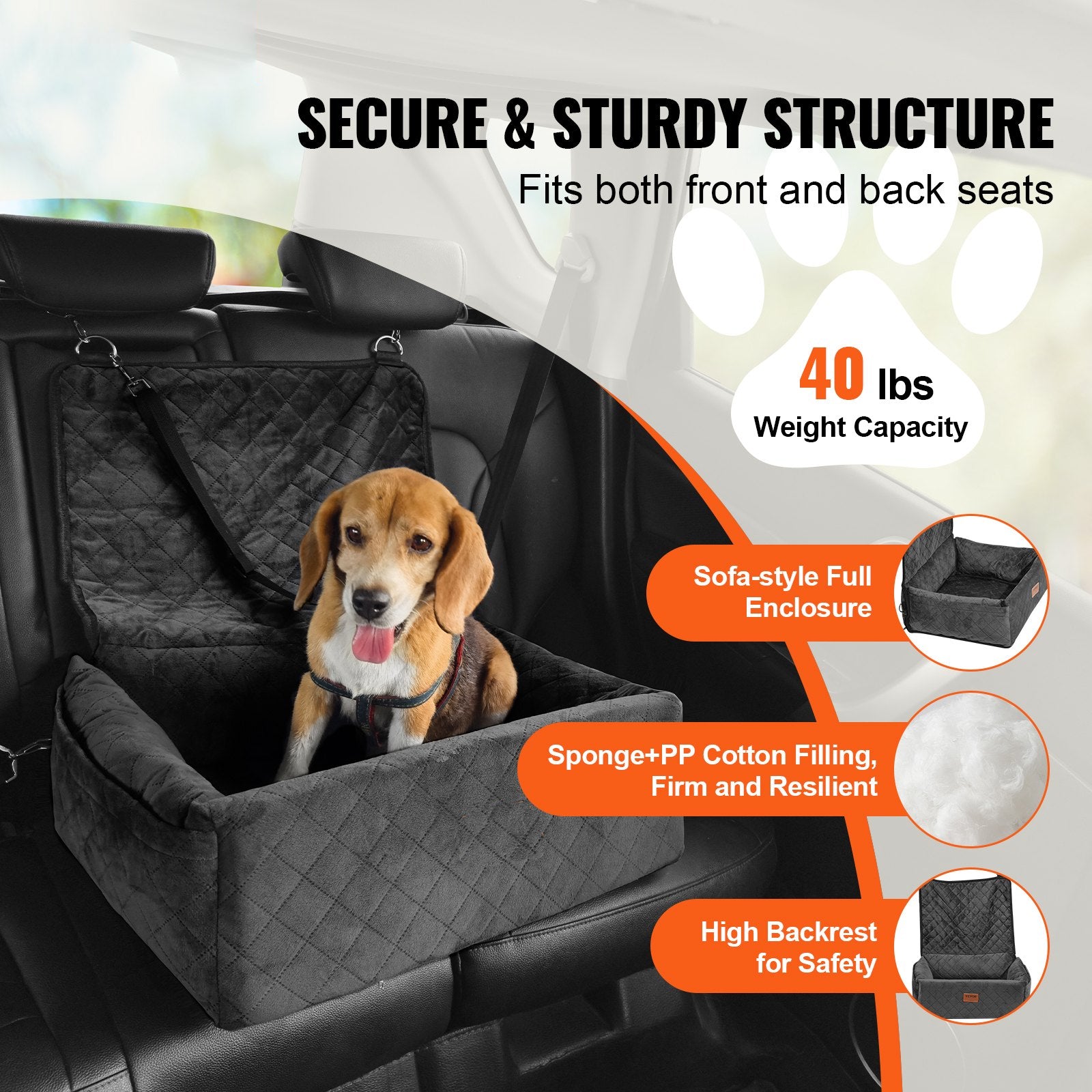Keep Your Dog Safe & Calm with a Booster Car Seat (Up To 40 lbs )