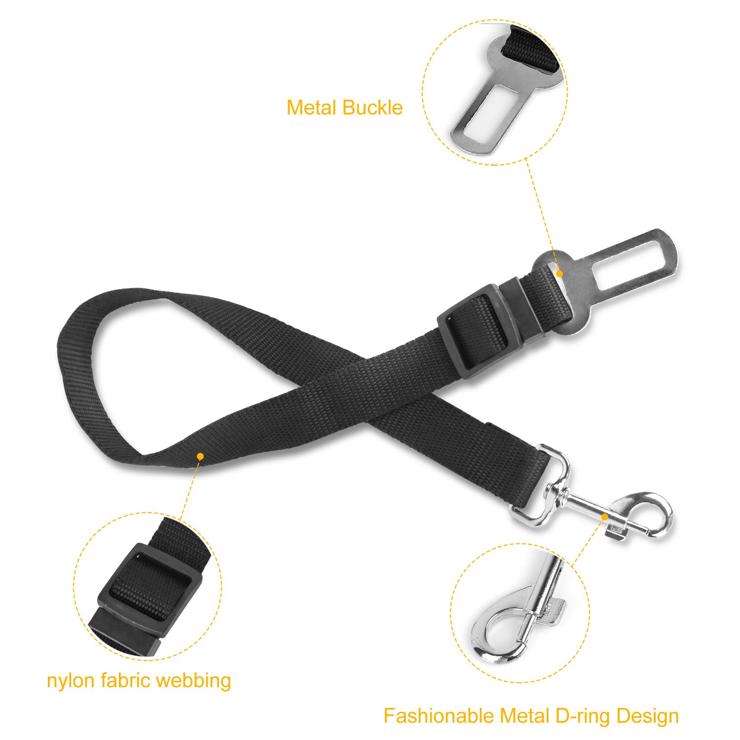 2-Pcs Pet Dog Seat Belt ( Adjustable Safety Strap)