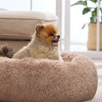 Fluffy Round Pet Bed – Soft Plush with Non-Slip Bottom