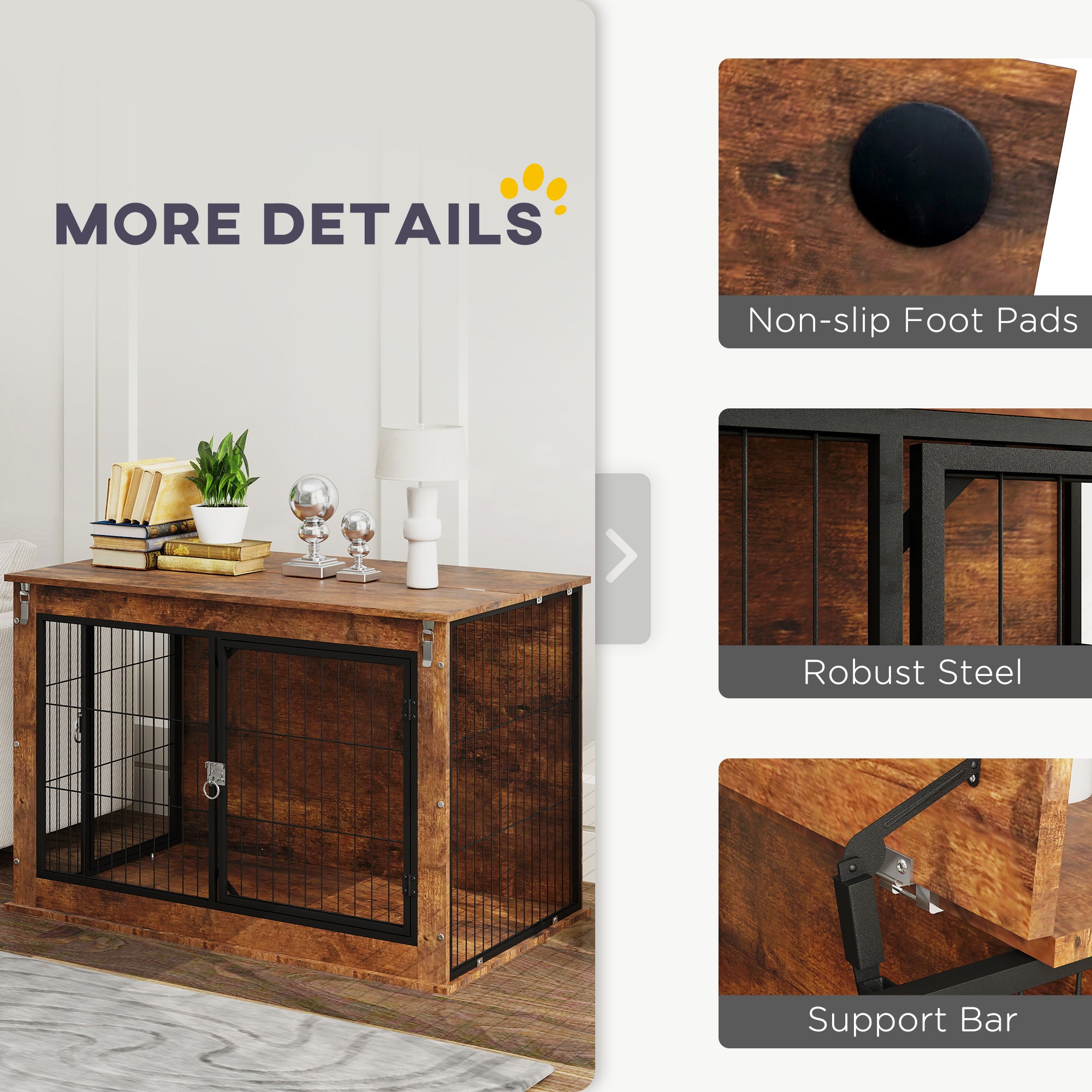 Dog Crate Furniture with Flip-Up Top – Dual Door, Side Table Design
