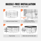 VEVOR Dog Playpen – Foldable Exercise Pen with Top Cover & Ground Stakes for Pets