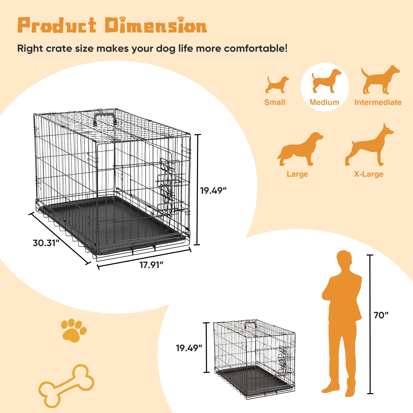 Portable Single Door Dog Cage