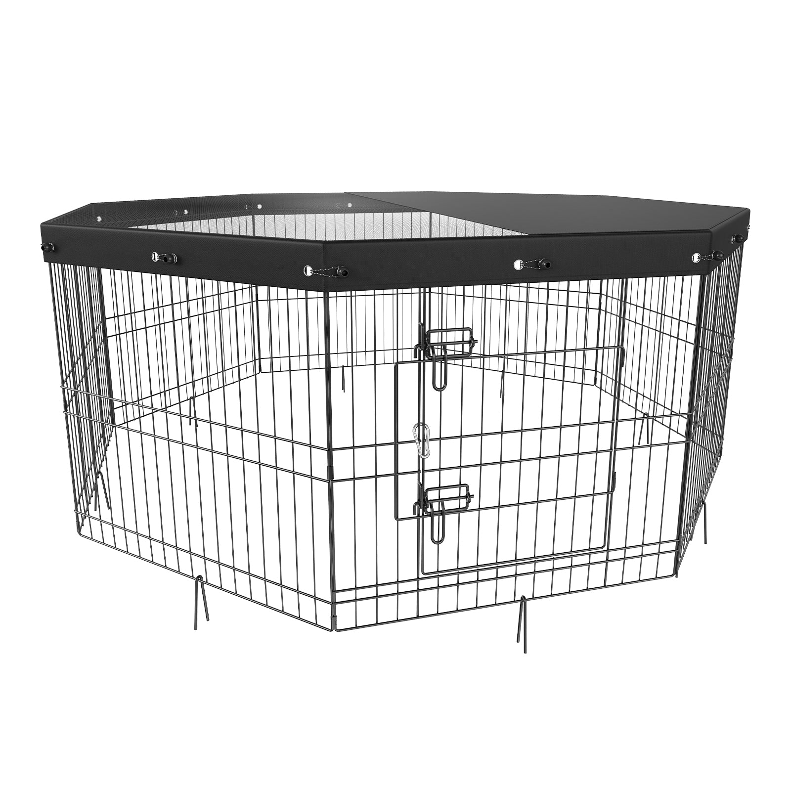 VEVOR Dog Playpen – Foldable Exercise Pen with Top Cover & Ground Stakes for Pets
