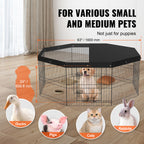 VEVOR Dog Playpen – Foldable Exercise Pen with Top Cover & Ground Stakes for Pets