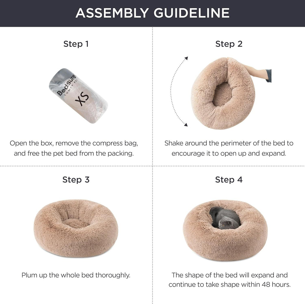 Fluffy Round Pet Bed – Soft Plush with Non-Slip Bottom