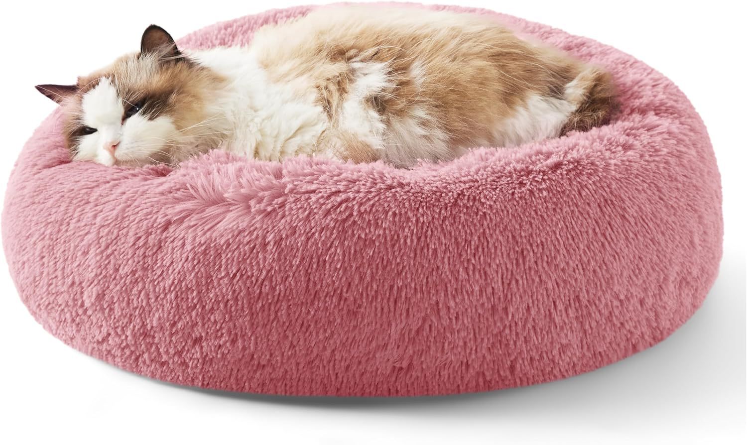 Fluffy Round Pet Bed – Soft Plush with Non-Slip Bottom