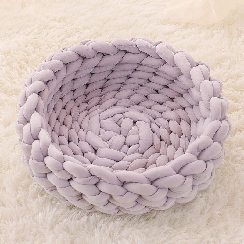 Soft Round Cat Sleeping Basket – Warm & Cozy Pet Bed