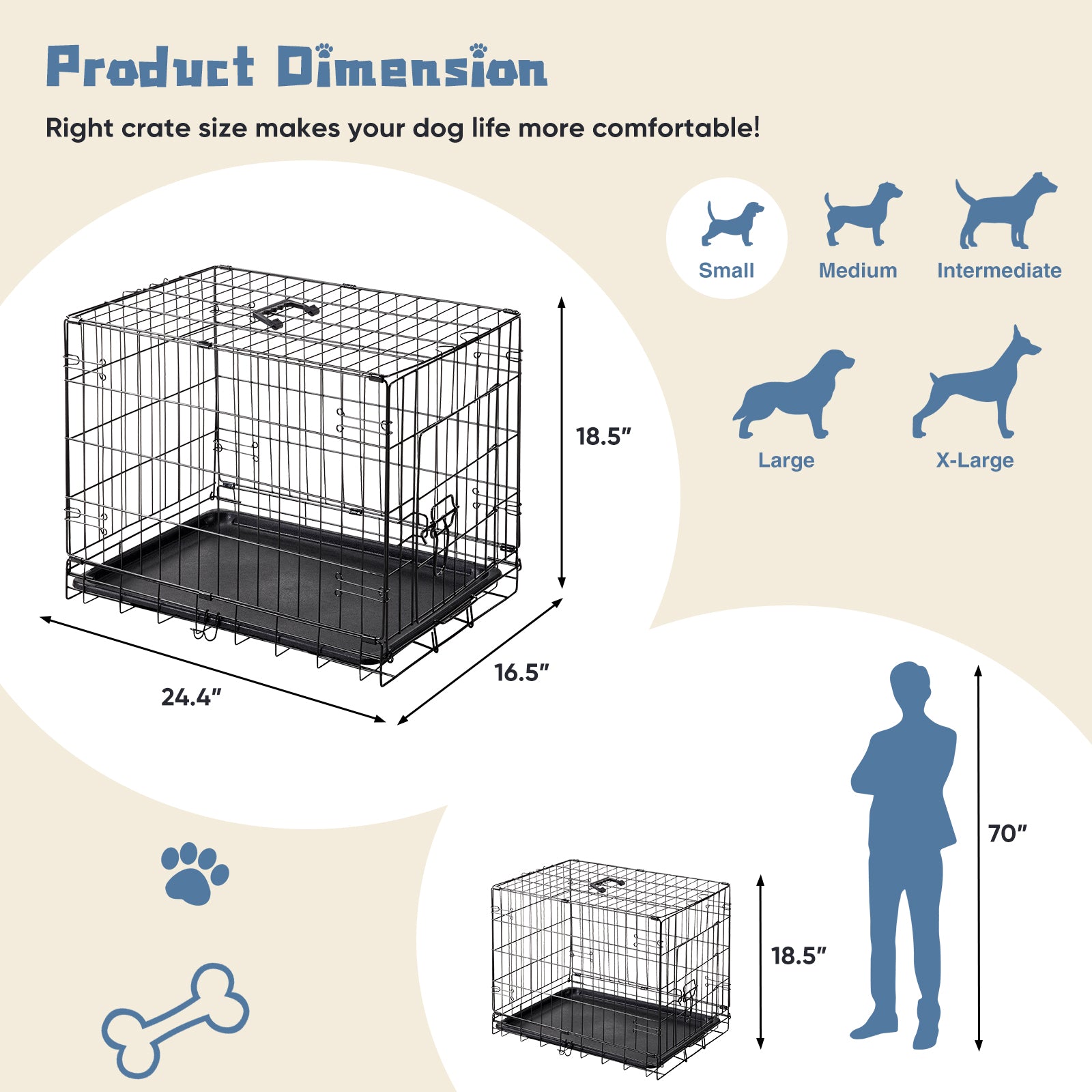 Portable Single Door Dog Cage