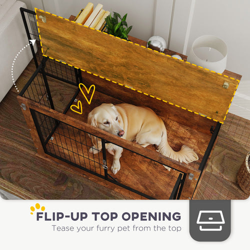 Dog Crate Furniture with Flip-Up Top – Dual Door, Side Table Design