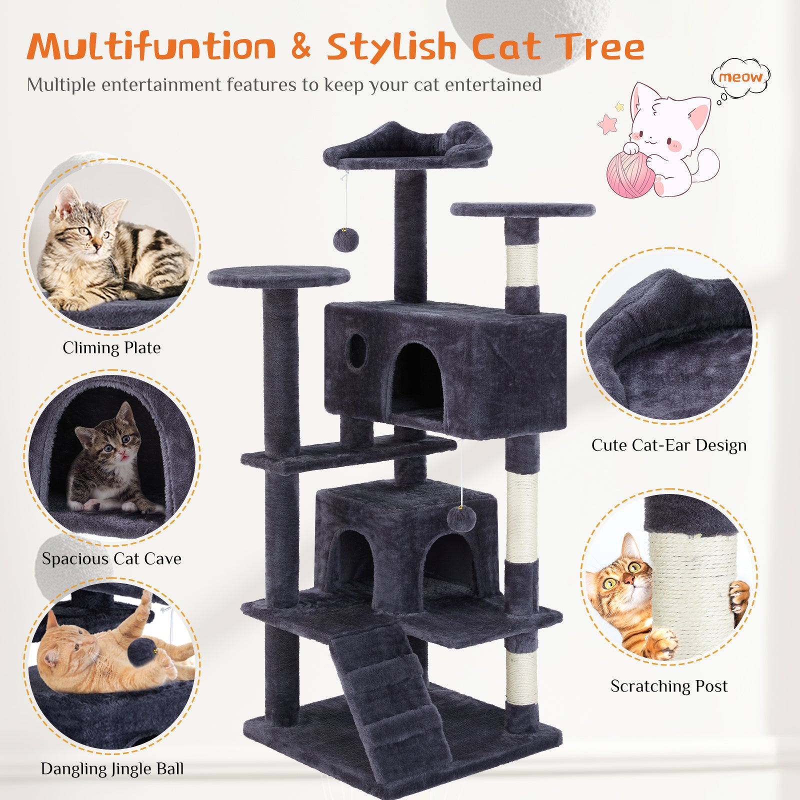 Cat Climbing Treehouse – Multi-Level Play & Rest Center