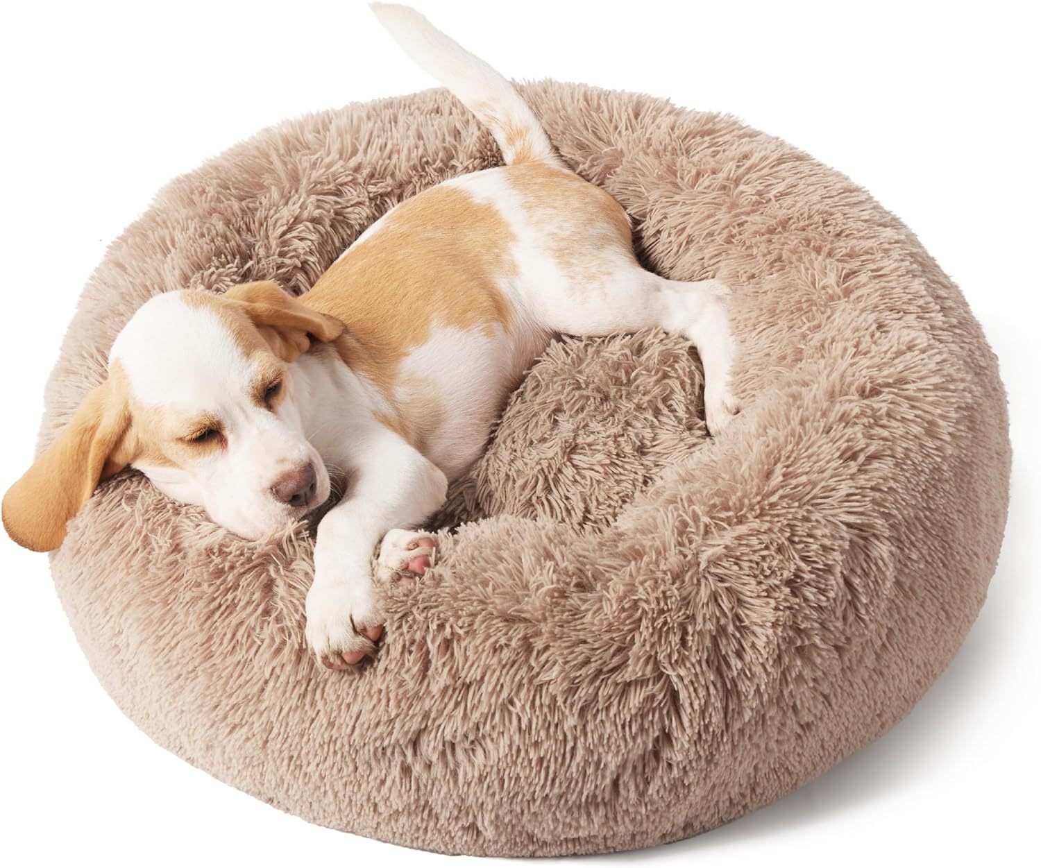 Fluffy Round Pet Bed – Soft Plush with Non-Slip Bottom