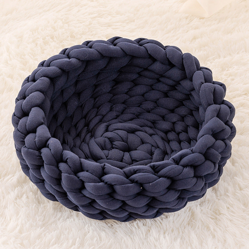 Soft Round Cat Sleeping Basket – Warm & Cozy Pet Bed