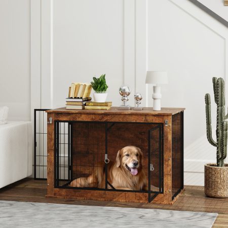 Dog Crate Furniture with Flip-up Top Opening